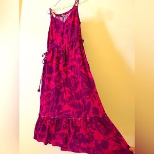Saturday Sunday by Anthropologie cotton maxi dress magenta purple floral size L
